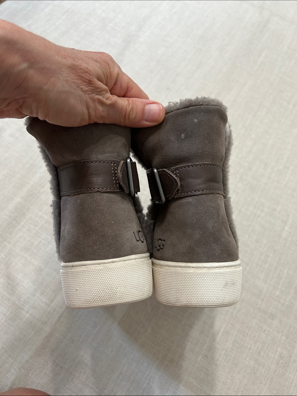 UGG Aika Sneaker Women's Gray Suede Shearling High-Top Boots Side Buckle Size 9 - Picture 6 of 12